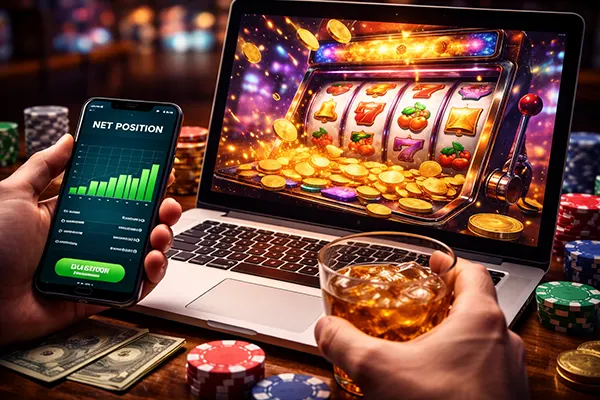 Glücksspiel-Session am Laptop